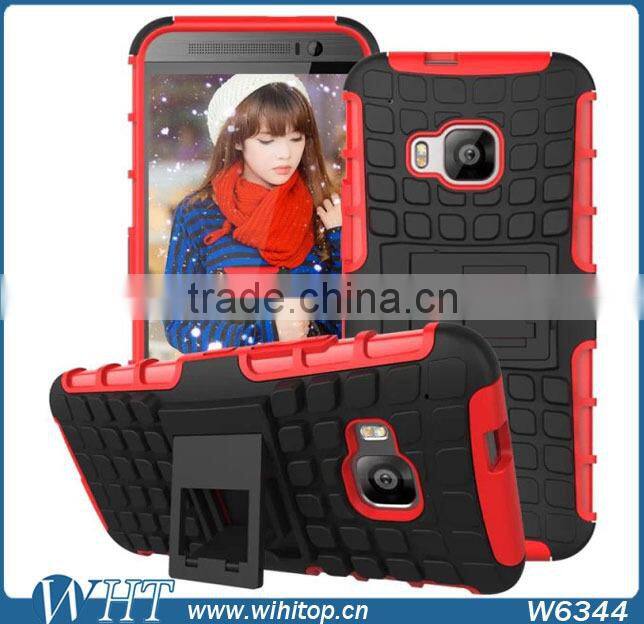 Silicone+ PC Orange Shockproof Case for HTC One M9, with Stand Function