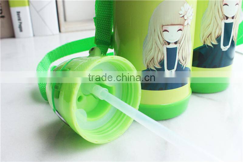 Hot selling Cute cartoon vacuum flask with straw