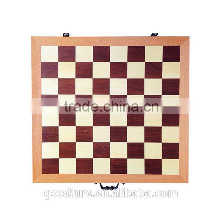 Wooden Folding Portable Chess Set 3 In 1 Chess Game With King Height 3 Inch