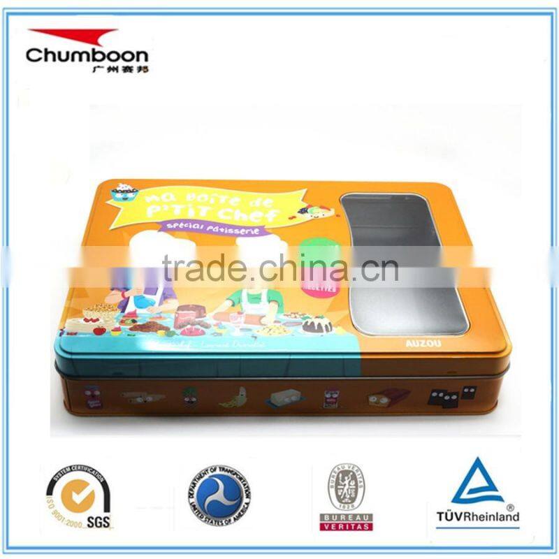 Large candy tin can hot sales food tin box with pvc