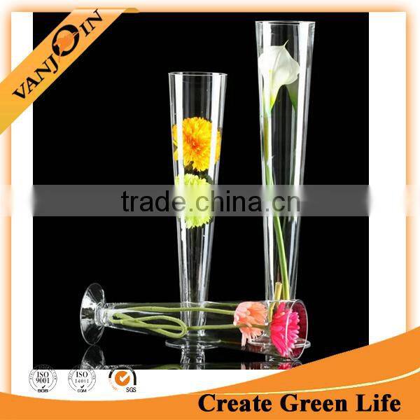 Wholesale Clear Beautiful Tall Vase Glass Conical