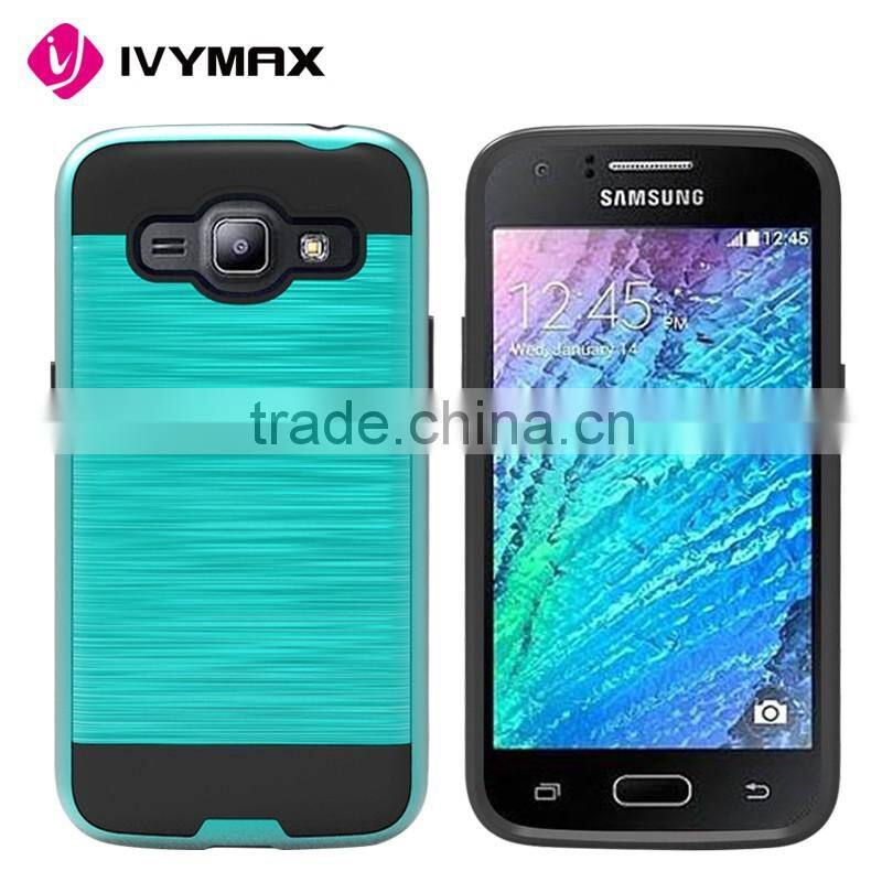 Newest metal brushed texture impact resistant heavy duty hybrid dual layer shockproof protective cover shell for samsung J2 2016