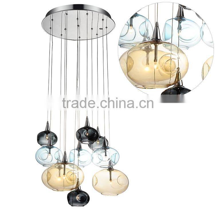 Hot Selling Vintage Pendant Lamps Modern Hand Blown Glass Pendant Lights different color chandelier lighting