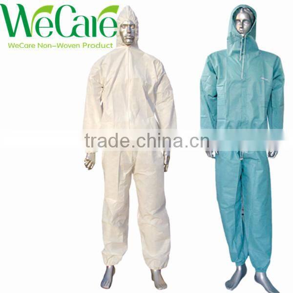 Disposable Protective Non woven Deep blue 35gsm Coverall with hood and zipper