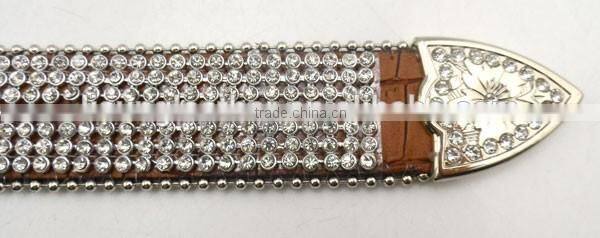 Western Fashion Strass Diamond Chain Cowgirl Rhinestone Cowhide Belt