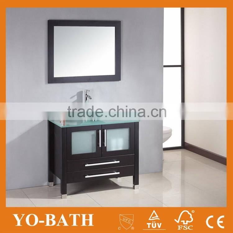 Glass mountertop bathroom vanity,ceramic wash basin bathroom cabinet