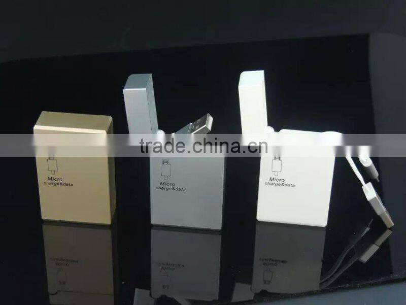 Cigarette Lighter Shape Design Retractable Stowable USB Charger Cable for iPhone5 iPhone6 Android Smartphones