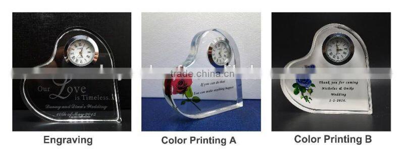Custom Crystal Heart Clock Wedding Favors and Gifts for Guest
