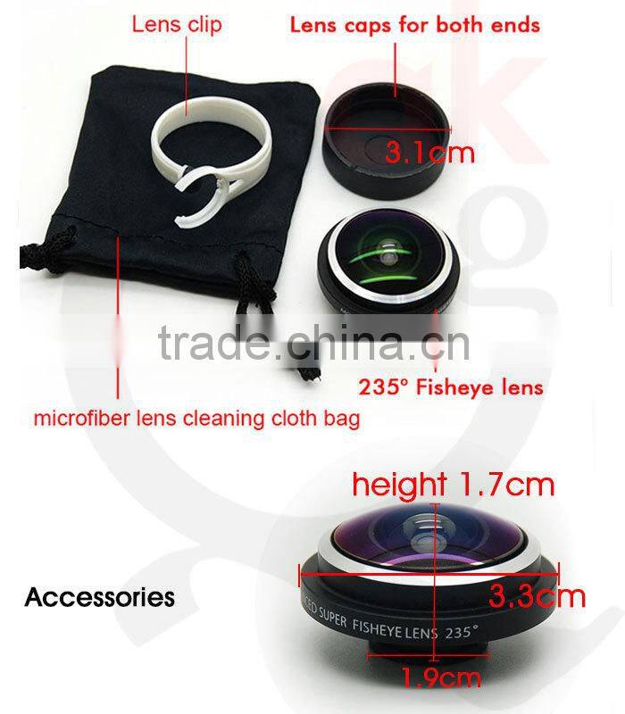 mobile phone accessories 3 in 1 lens kit 180 Degree Fisheye Lens wide Angle lens Micro Lens for samsung iphone 6