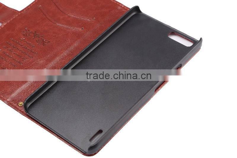 Hot sale leather phone case for Huawei Honor 6 P, factory price leather phone case,