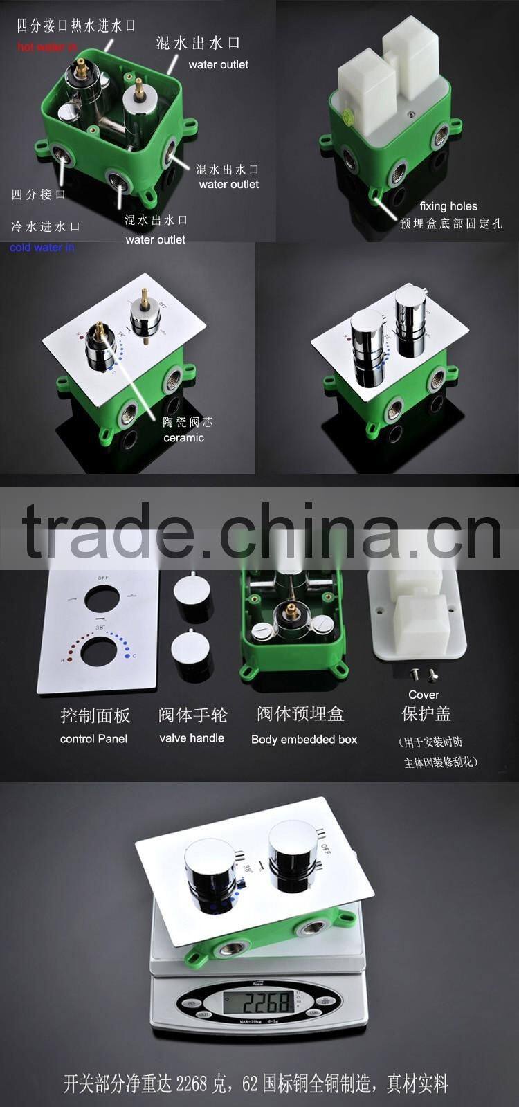 concealed led 3 color shower mixer 3 function wall mounted thermostatic shower faucet mixer with hose