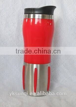 Custom 160Z plastic big mug with lid for promotion