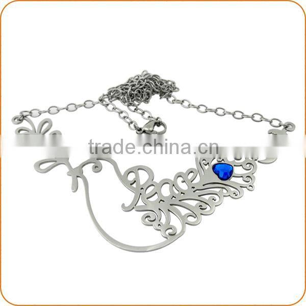 Fashion gold color and silver stainless steel necklace with nice leaf shape pendant wholesale