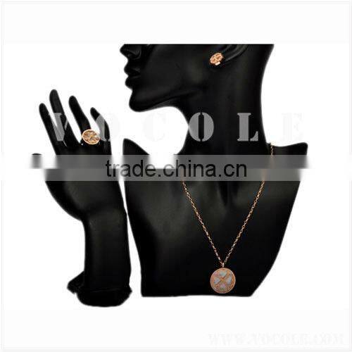 charms lucky Clover heart shape rose gold jewelry steel set