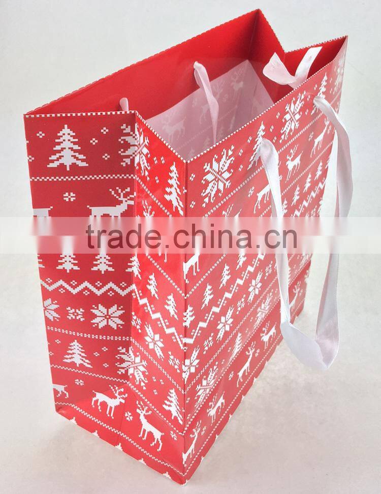 Christmas Medium Bag Gift Bag White satin Ribbon and tag