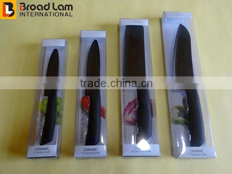 6" Jan-Chef Ceramic Knife Black Blade Ceramic Kitchen Knife, satin finish, black handle PVC box