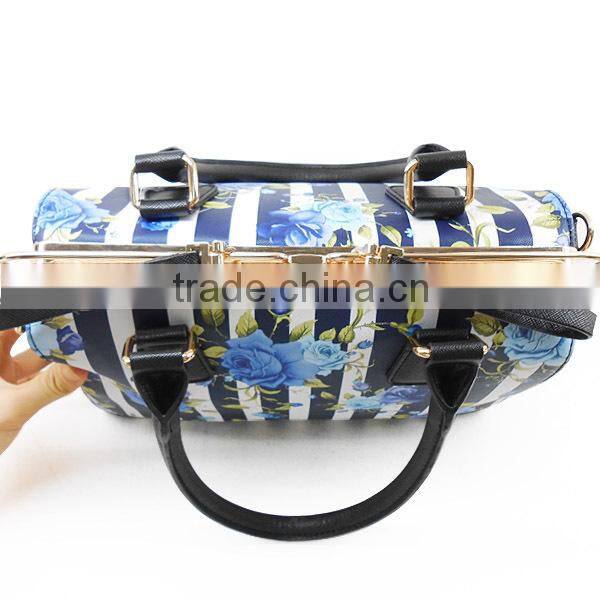Floral Print Metal Frame Women Tote Style handbag