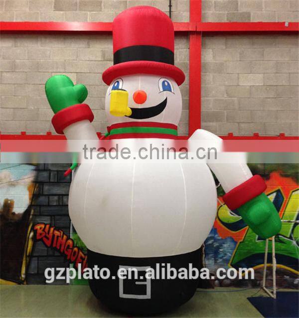 2015 new design giant inflatable snowman with red hats for christmas celebration