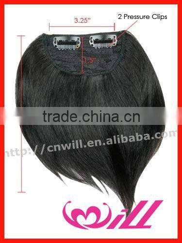 Cheap natural black 2 clip-on hair fringe/bangs with frontal lace synthetic hair bangs