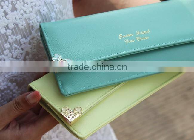 Korean bowknot PU long women wallet