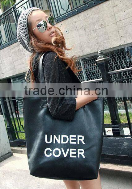 2015 New arrive hot sale simple design Musical Notes & letter printing women handbag