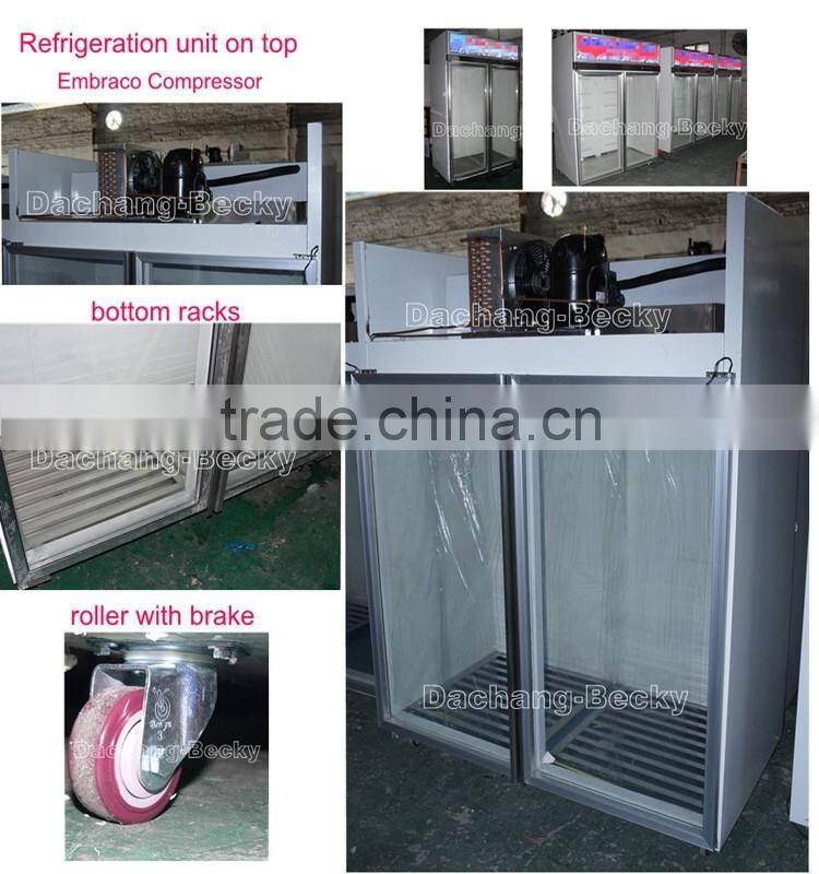 Upright ice merchandiser with 2-glass door bagged ice storage bin temp -12degree C
