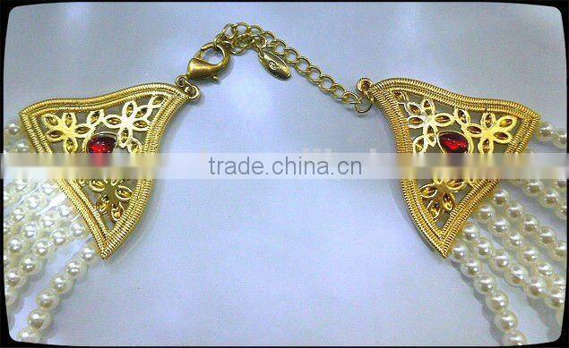 Girls gold necklace with crystal stone wholesale