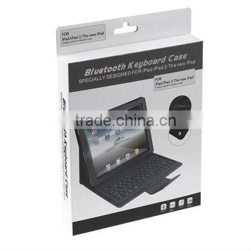 Flip leather cover wireless blue tooth keyboard for ipad 2/3/4