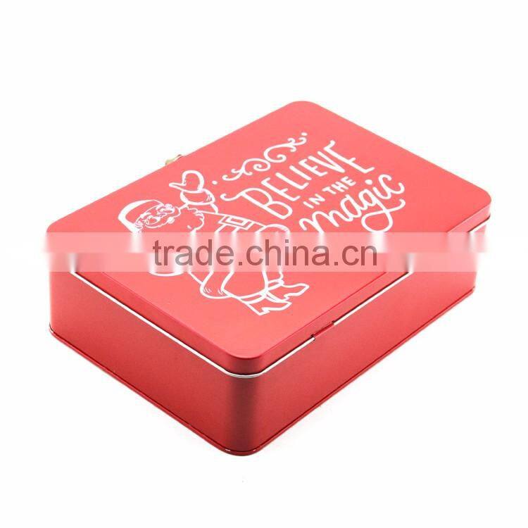 high quality rectangle hinged tin box with latch Made in China