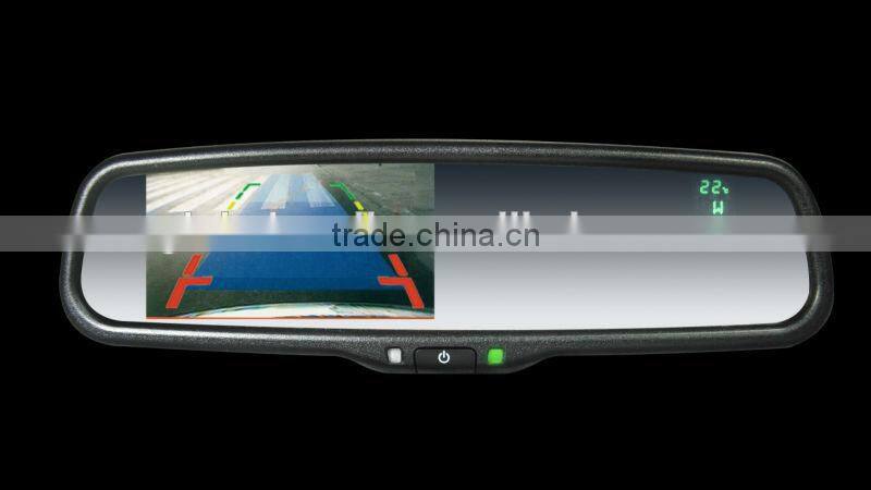 4.3" car rearview mirror monitor with compass,temperature monitoring systems