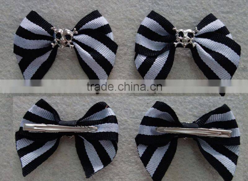 halloween butterfly tie hair clips with metal skull head accessories