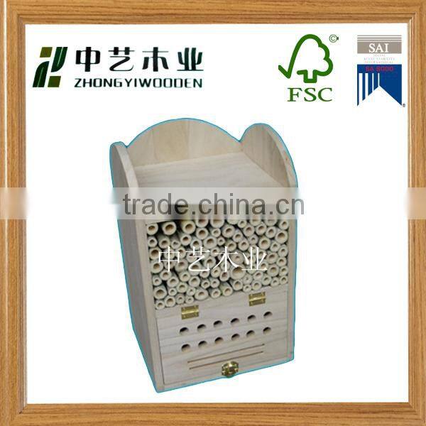 china factory FSC&BSCI handmade Wildlife garden Wooden bee honeybee Insect gift House with Ladybird