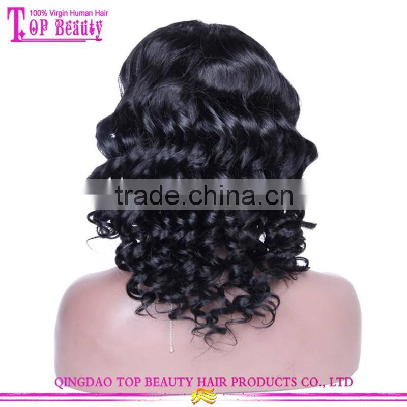 18 Inches Wholesale Price Qingdao Factory Loose Wave Side Part Lace Front Wig Brazilian Human Hair Wig