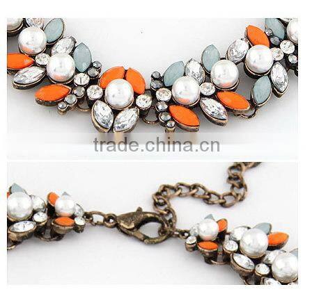 Precious Stone Pearl Vintage Choker Pendant Statement Necklace Women Necklaces & Pendants Fashion Necklaces for Women 2014