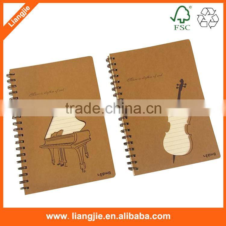 Kraft cover spiral writing pads filler papers eco-friendly notebook with pen