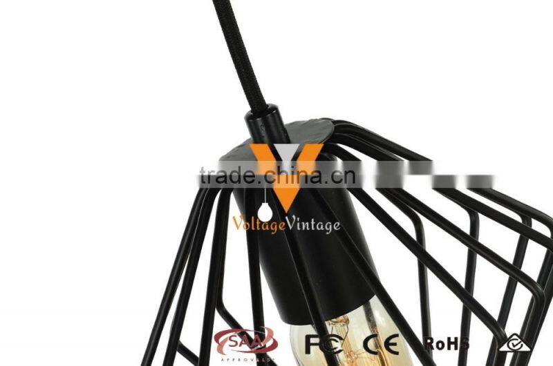 Manufacturer's Premium Yardley Pendant Lamp Industrial Metal Track Light Vintage Wire Cage Hanging Lamp