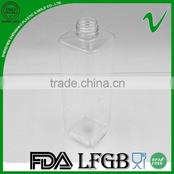 Pump empty clear square 300ml PET liquid soap bottle