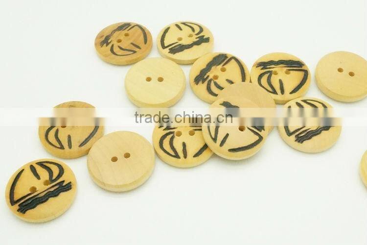 2 Holes High Quality Natural Wood Button with Animal Printed On