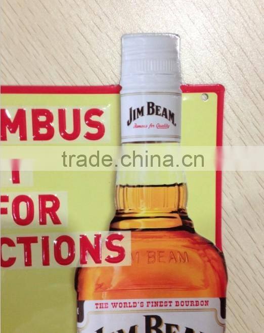 Advertising decorative embossed metal tin plaqe vintgae retro wall tin plaque