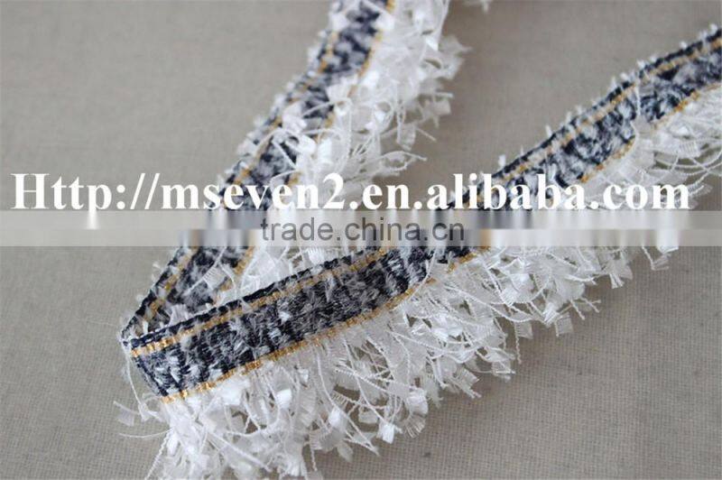 fashion color tassel fringe lace trim polyester tassel fabric embroidery lace