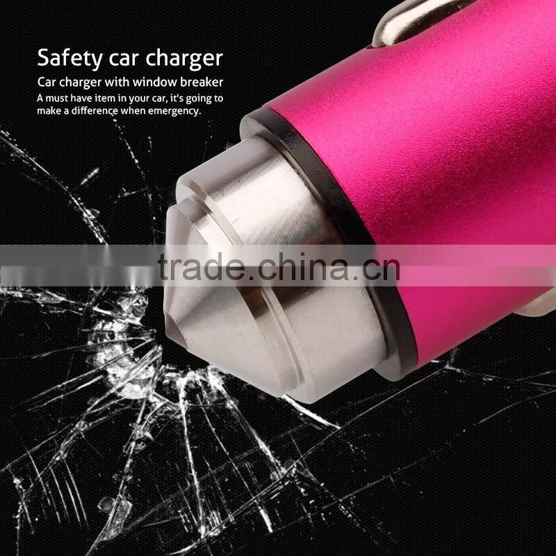 promotional gifts customized logo alloy fast charge cheap dual usb car charger with LED indicated light
