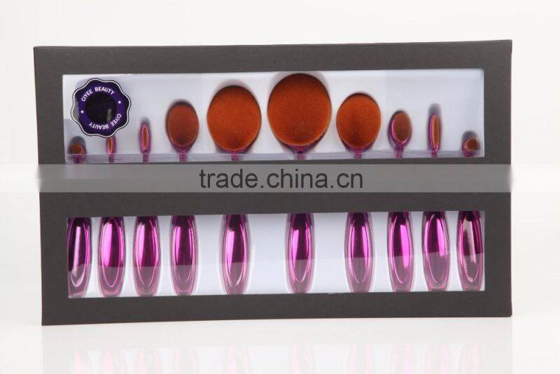 New High Quality 10pcs oval make up brush set, Oval foundation brush
