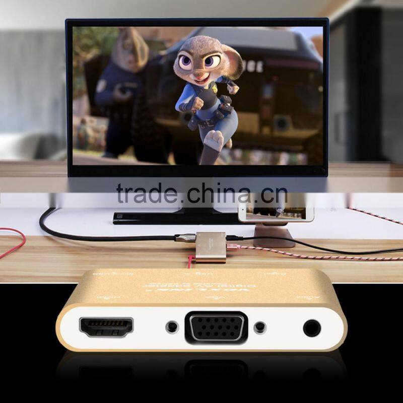 Voxlink Digital AV Adapter With VGA+Audio Dual Display Converter Power Silver/ Golden/ Gray