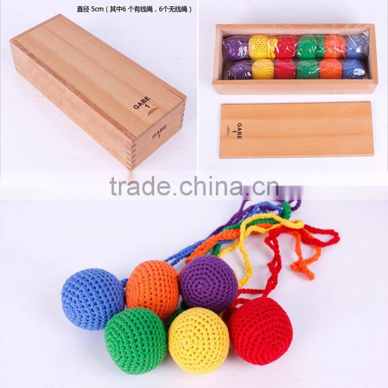 Wooden Baby Toys Froebel GABE1 Cognitive Developing colorful Mesh Ball Teaching Learning 12 Ball 6 Colour