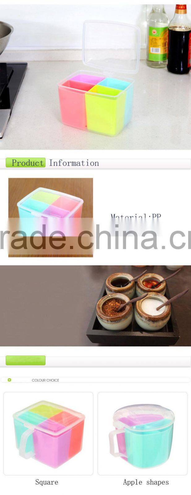 4 Spice Shaker Seasoning Bottle Jar Condiment Storage Container Kitchen Food Box