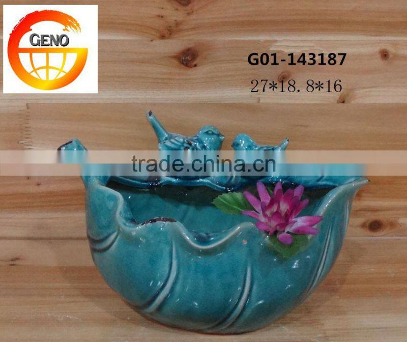 Decorative flower vase with two birds