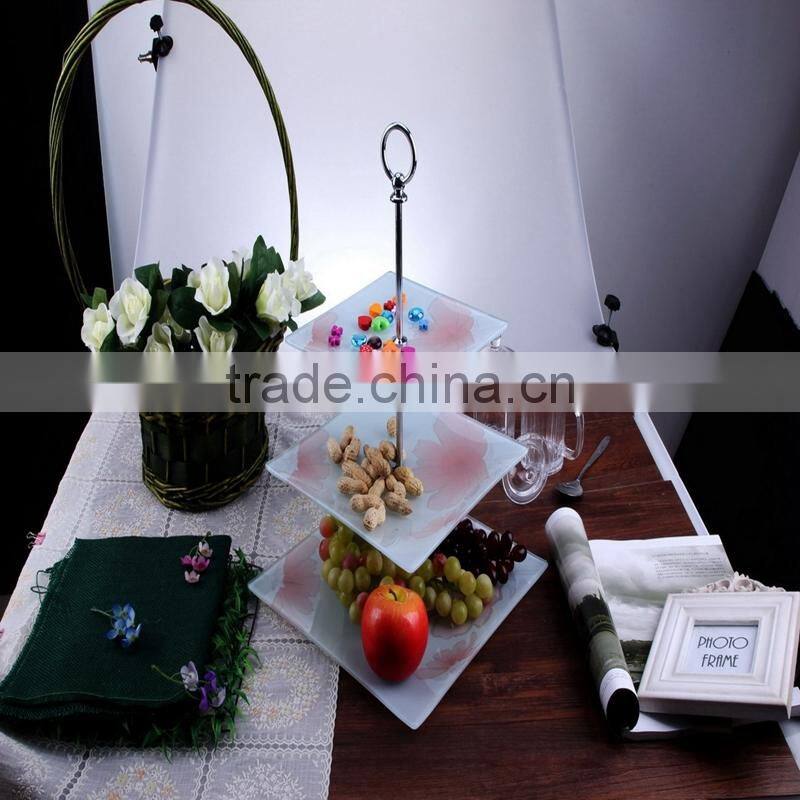 Wholesale Decorative Square Glass Cake Tier,3 tier cake stand,wedding cake stand