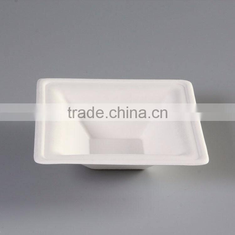 Compostable disposable sugarcane Square salad bowl with PET lids