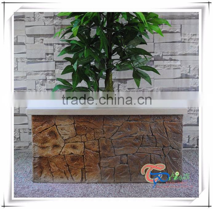 Fiberglass Stone Square Plant Container