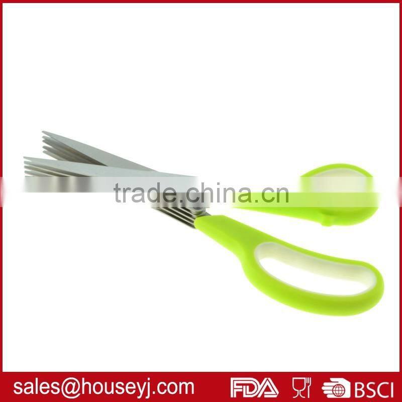 soft grip handle stainless steel 5 layer blades kitchen herb scissors